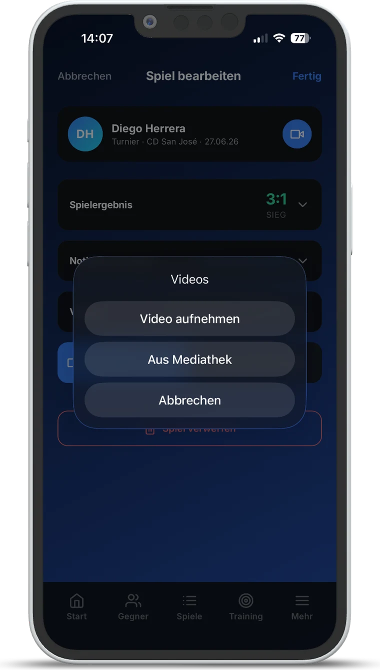 Videoaufnahme in TT Playbook Player — aufnehmen oder aus der Mediathek importieren